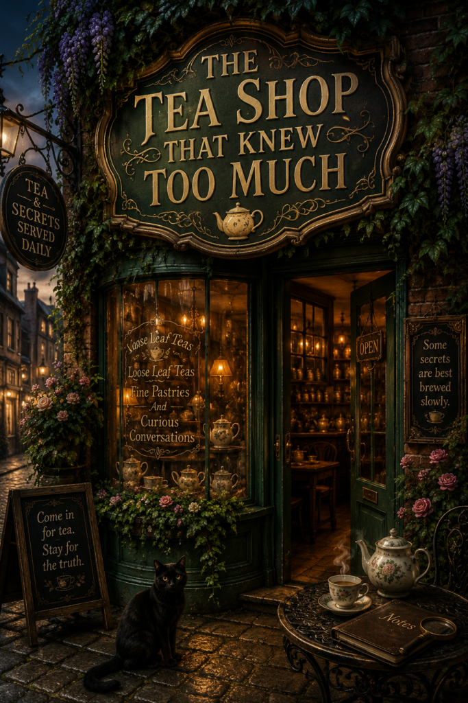 THE TEA SHOP THAT KNEW TOO MUCH cover
